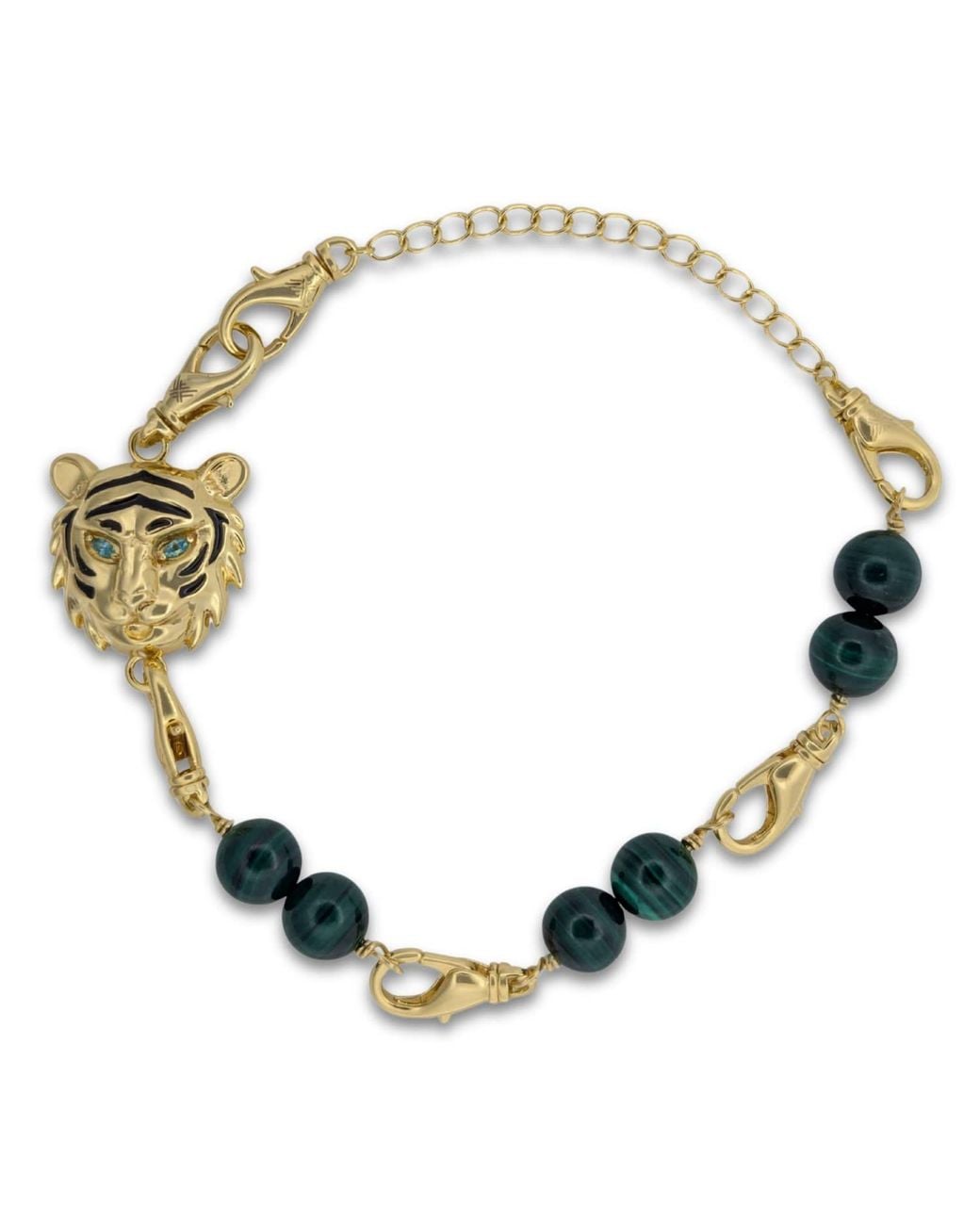 Frenvyrn Metallic Tiger Convertible Malachite Bracelet Bag Charm Medium