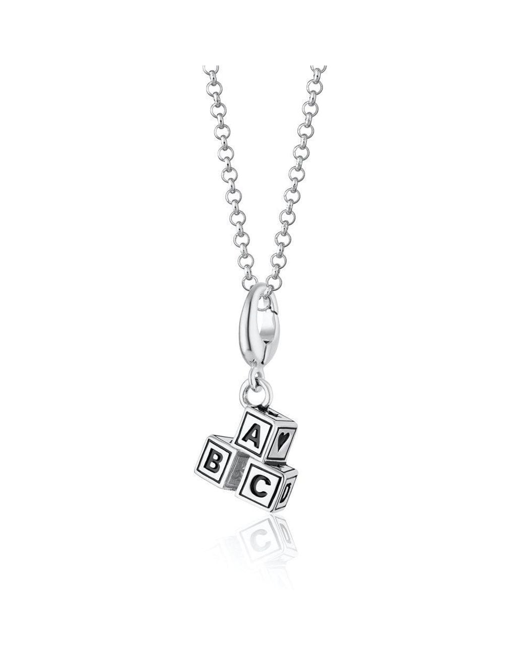 Lily Charmed Metallic Sterling Abc Building Block Charm Necklace