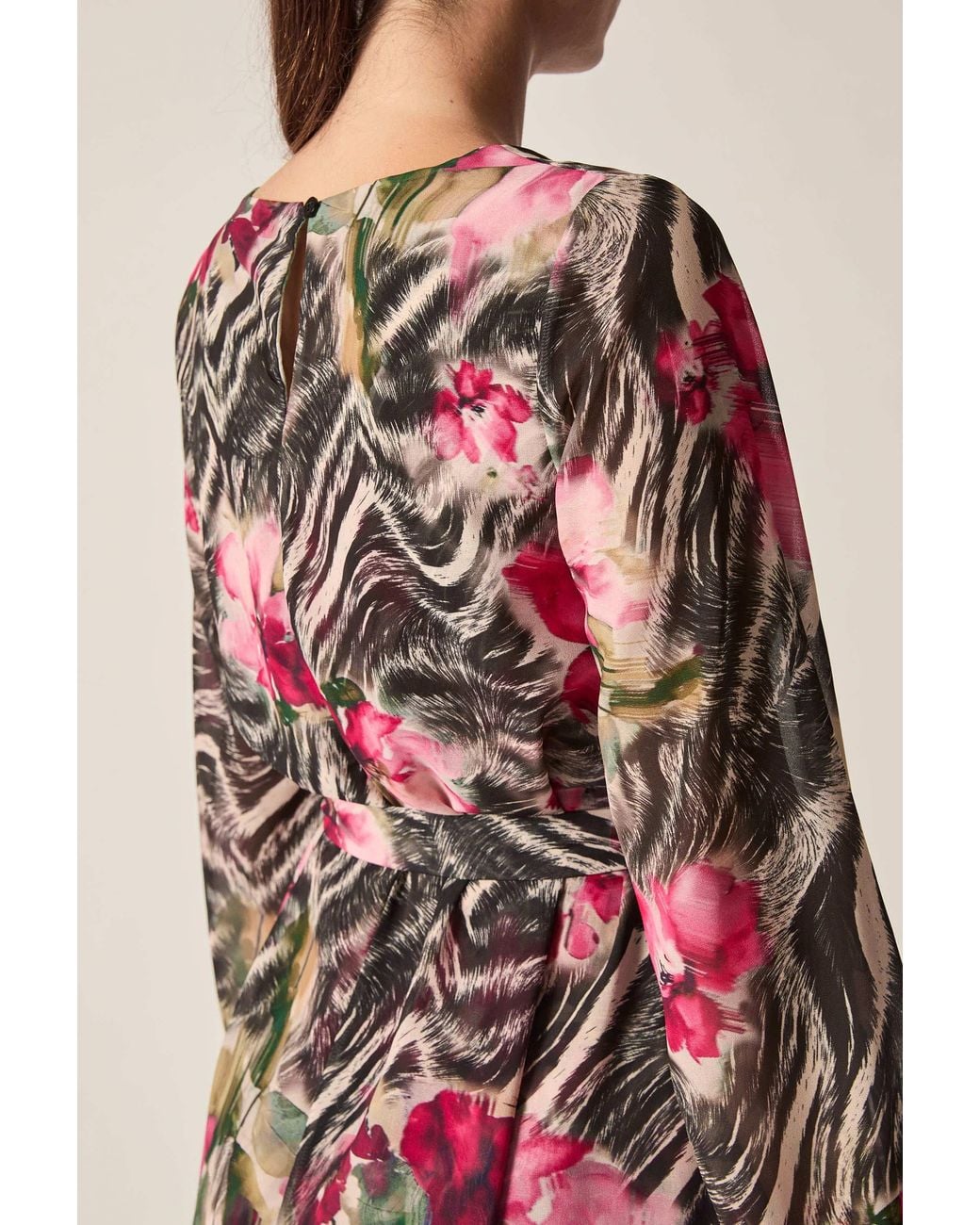 James Lakeland Red Floral Print Belted Dress