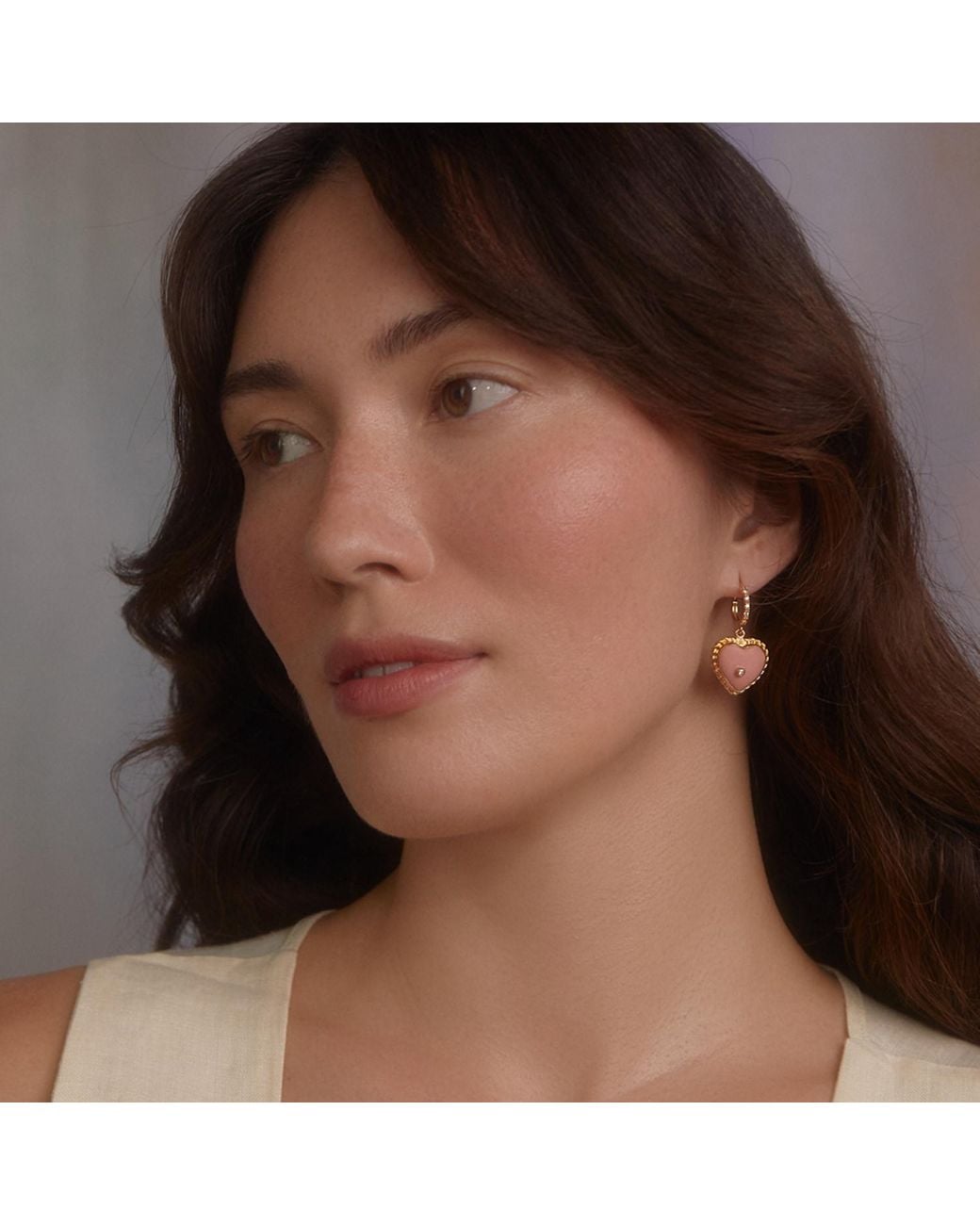 Vintouch Italy Metallic Lovelight-Plated Heart Hoop Earrings