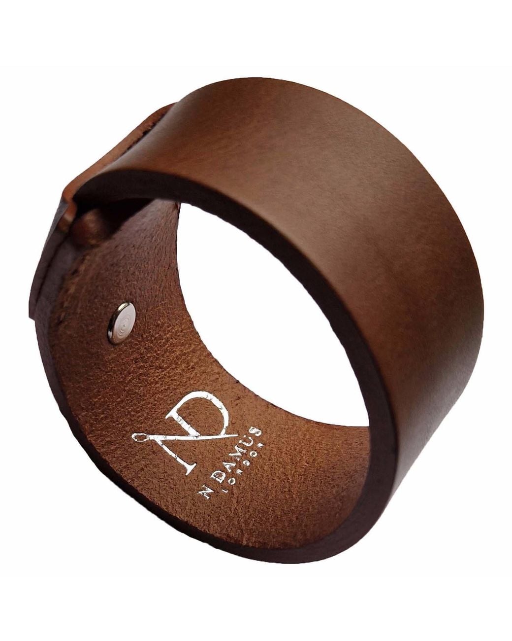 N'damus London Brown Finsbury Natural Grain Leather Bracelet With Button