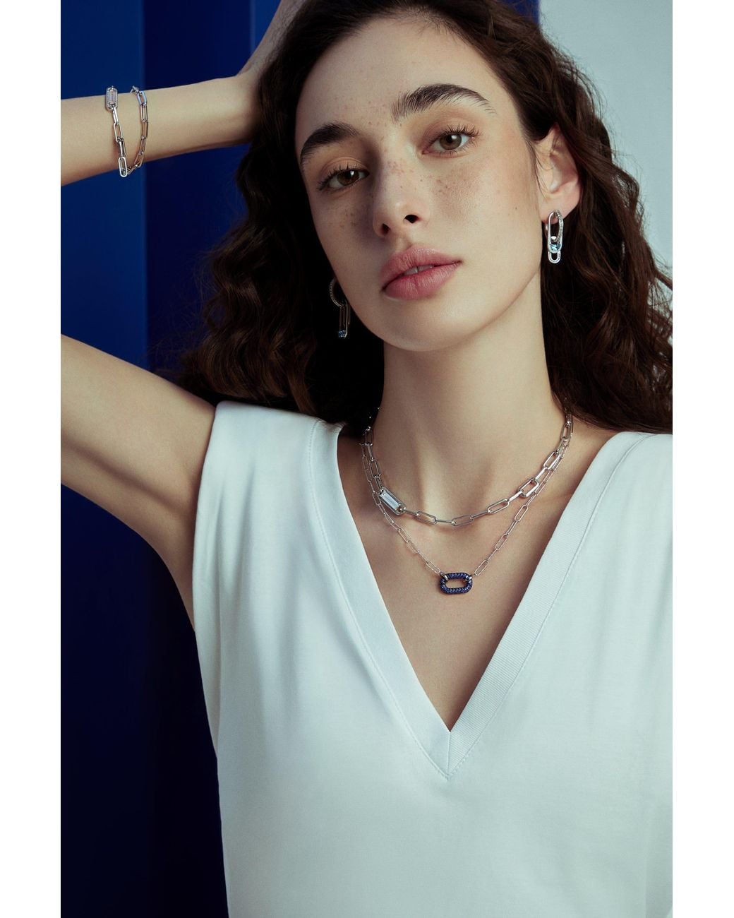 Arte Madrid Blue Toggle Convertible Hoop Earrings With Drop Charms