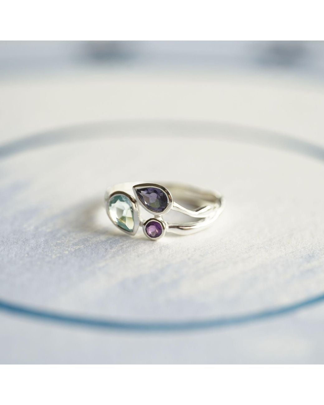 Isla Silver Blue Topaz, Iolite & Amethyst Ring
