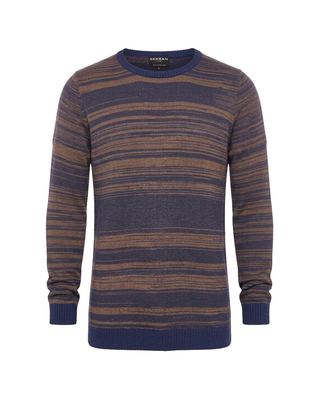 SEREN LONDON Blue Stripe Crewneck Wool Jumper – for men