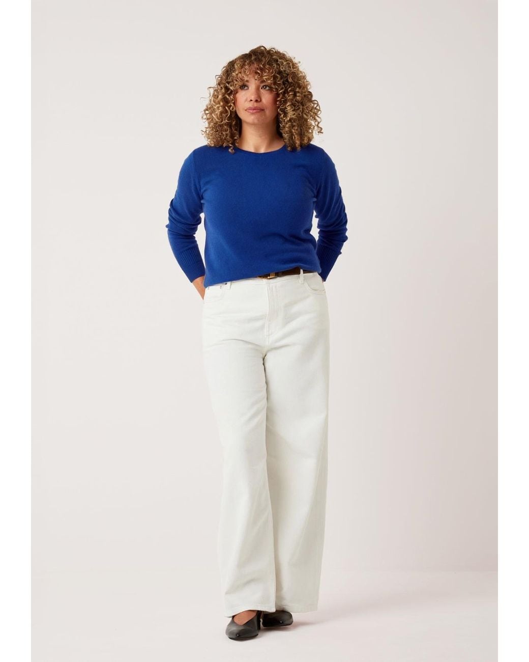 Loop Cashmere Blue Cashmere Crew Neck Sweater