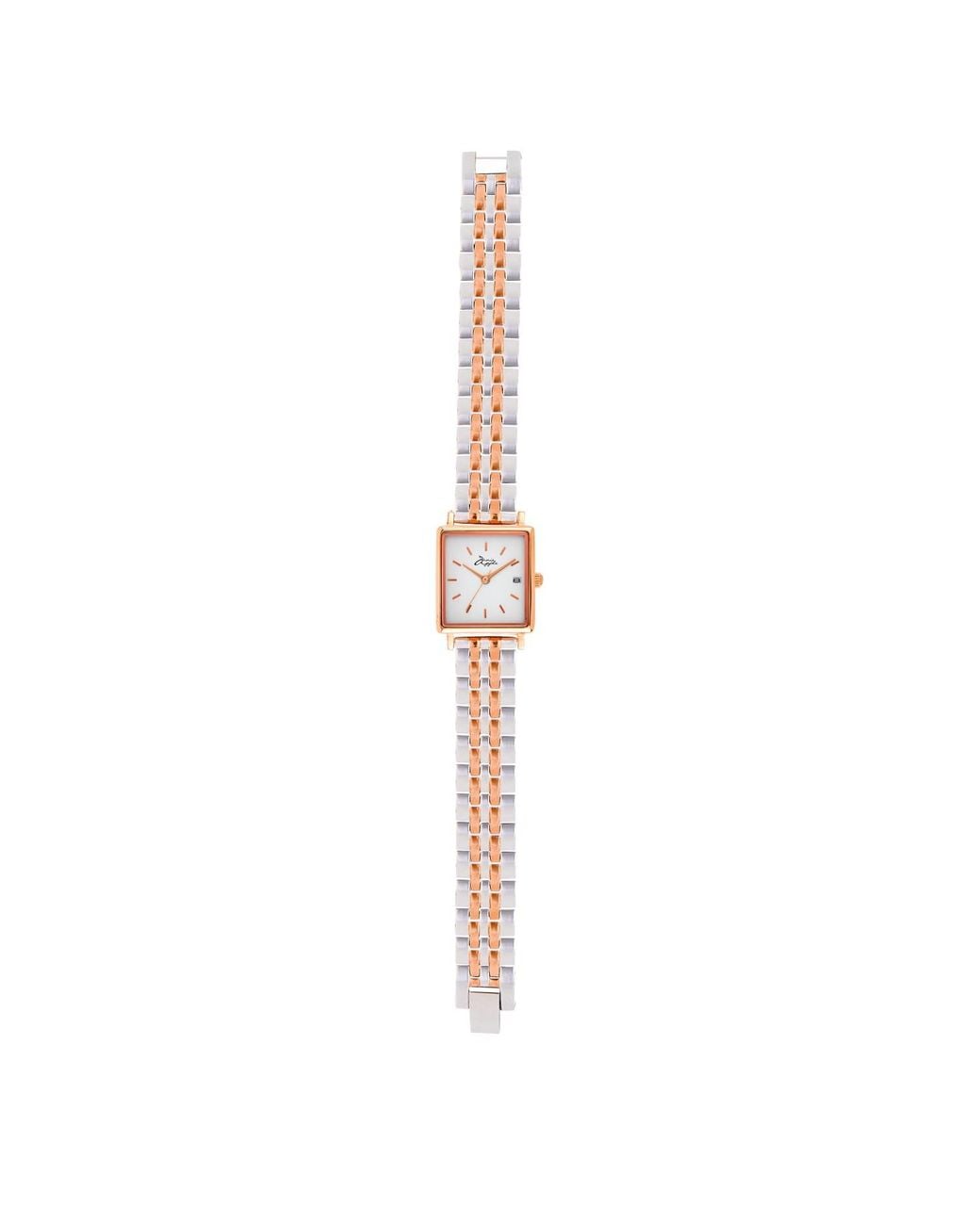 Bermuda Watch Company White Quaintrelle Square Rose Link 22 24Mm