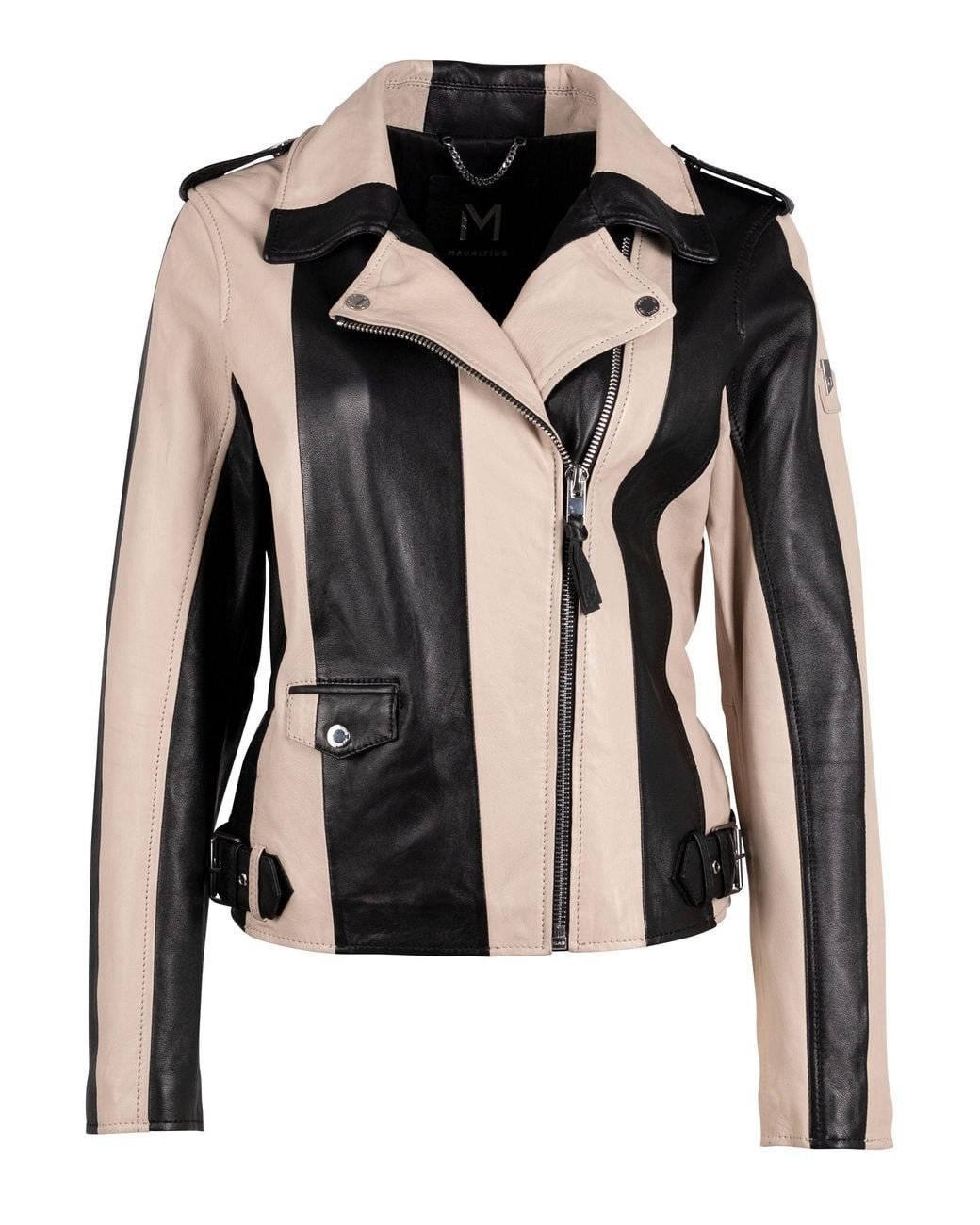 Mauritius Black Striped Leather Jacket Armilla