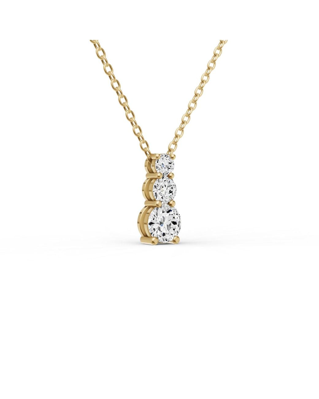 SEREIA OFFICIAL Metallic 14K 0.25 Ct Round Lab Grown Diamond Three Stone Snow Hidden Bail Pendant