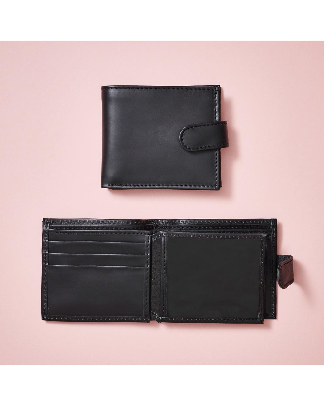 VIDA VIDA Black Vida Leather Tri Fold Wallet With Rfid for men