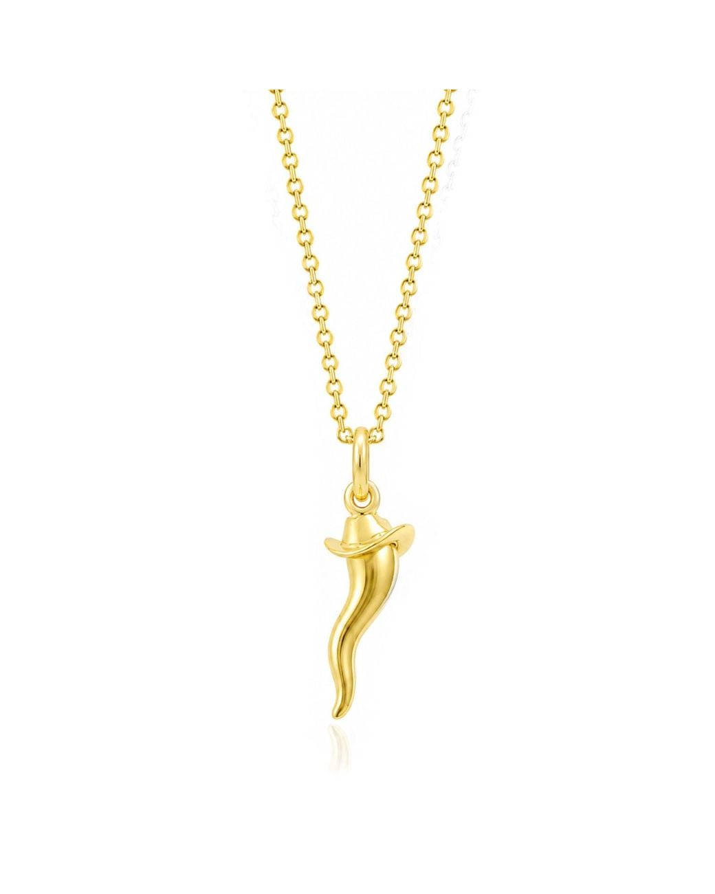 Unaloe Metallic Plated Sterling Italian Horn Necklace With Cowboy Hat Detail