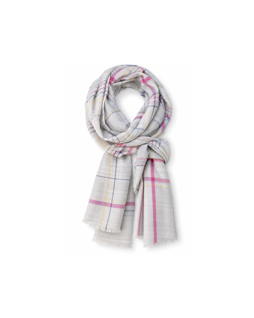 Stovaria White Ivory Check Cashmere Scarf