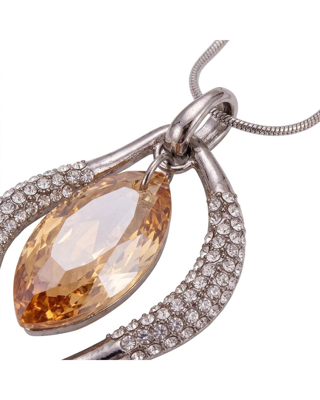 Modenaire Metallic Topaz Crystal Open Frame Pendant Necklace