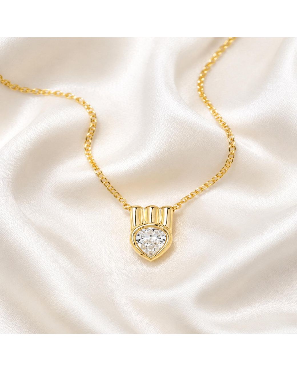 Artisan Metallic 14K Bezel Pear Diamond Pendant Necklace