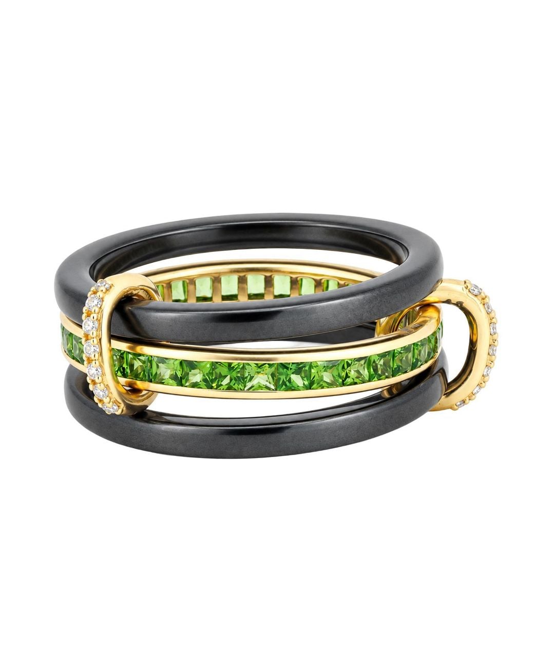 Artisan Metallic 14K Tsavorite, Diamond & Ceramic Statement Ring