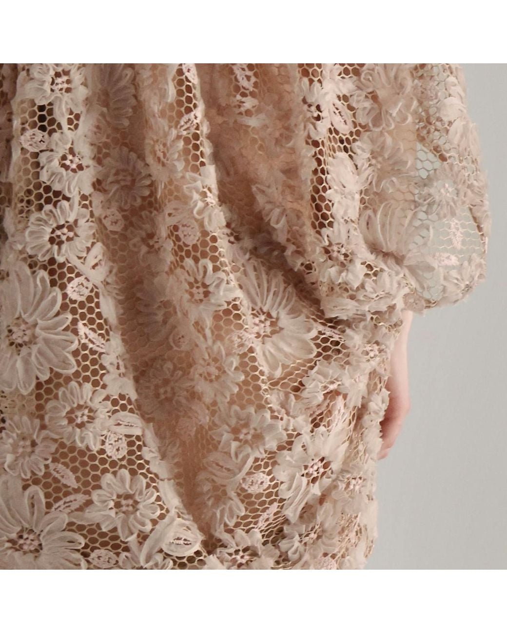 Belsize25 Natural Neutrals Rose Blush Textured Floral Lace Open-Front Kimono Cardigan