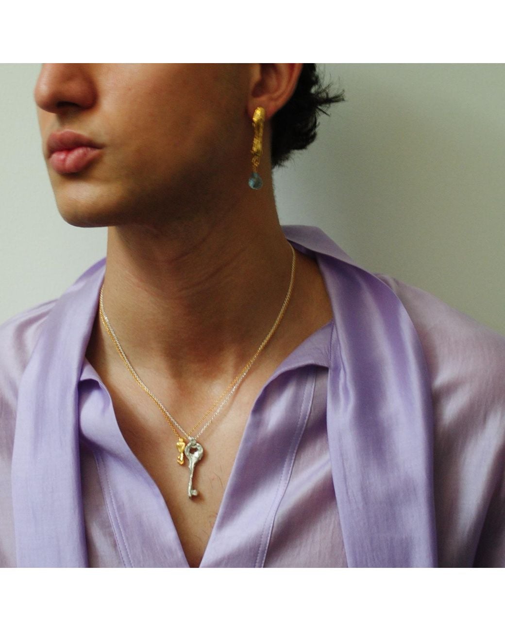 De Roms Metallic The Unfolding Molten Large Key Necklace