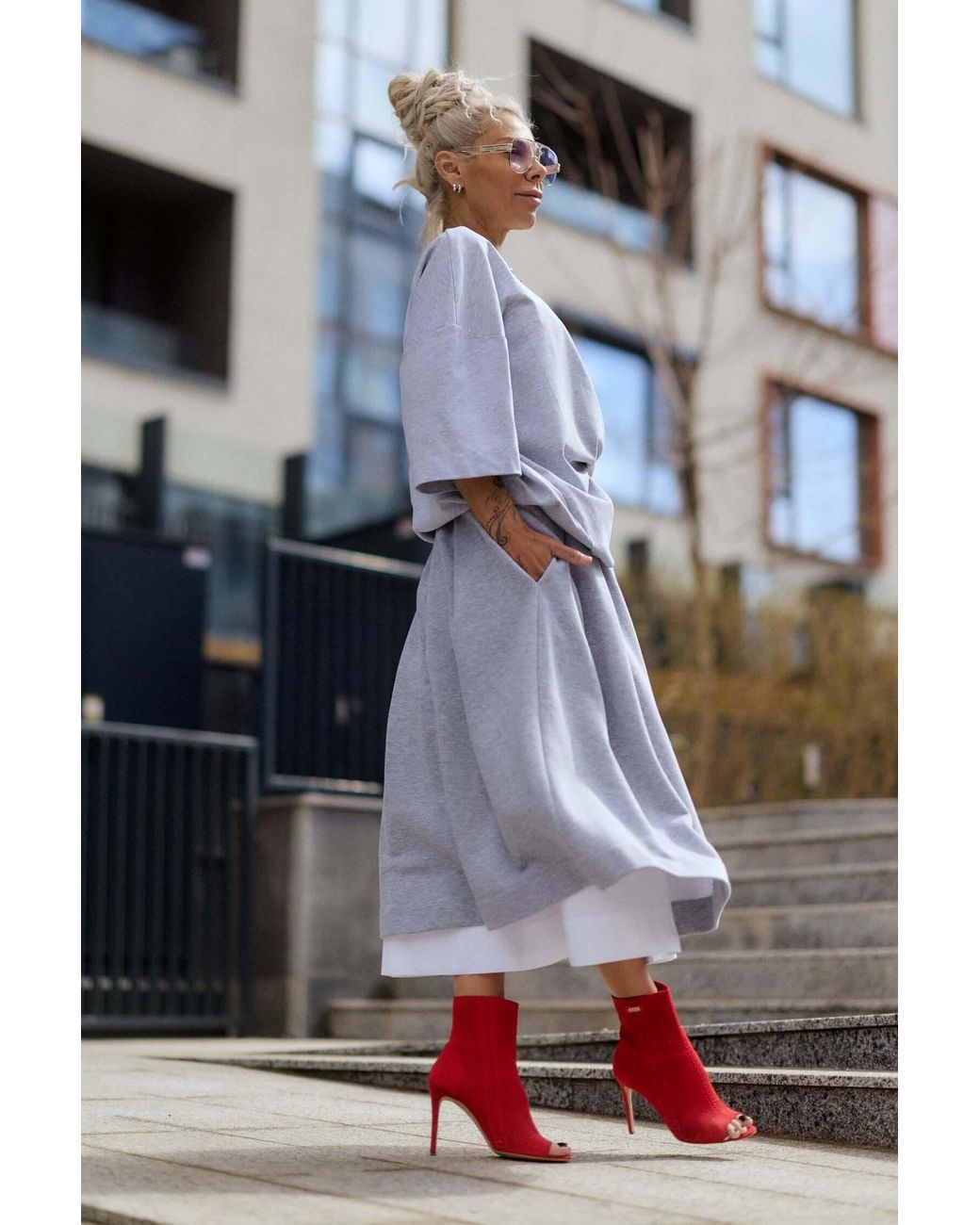 Clothes by Locker Room Gray Pleated Midi Skirt
