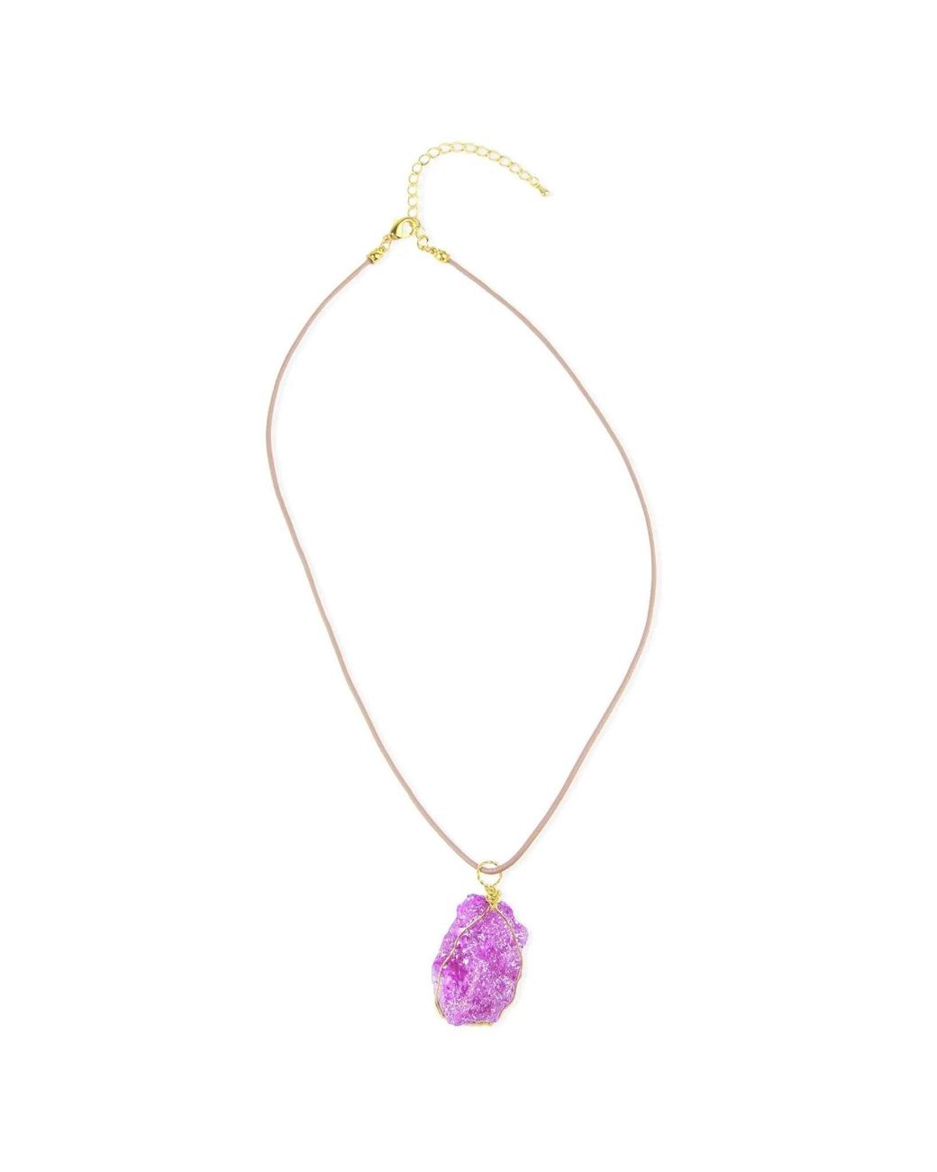Saachi White Wire Druzy Pendant Leather Necklace