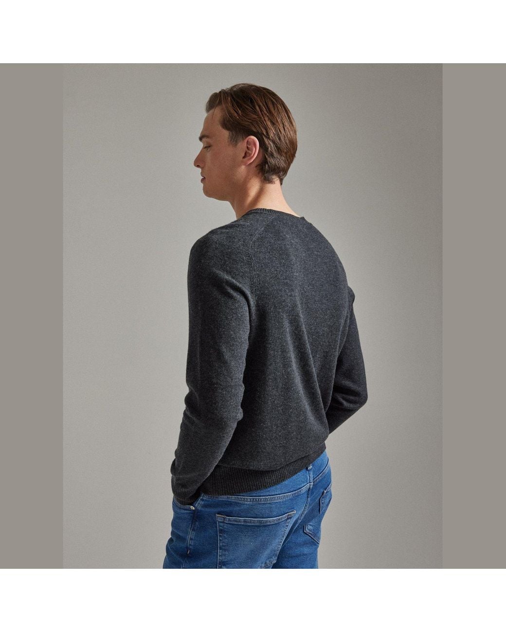 Salts Cashmere Gray Split Crew Neck Sweater