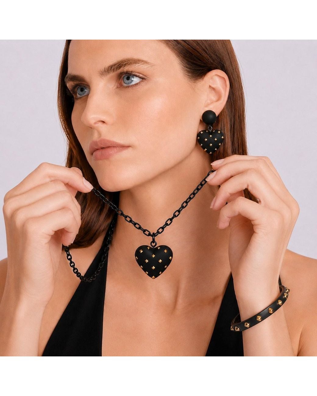 Michael Nash Jewelry Black Clementine Studded Matte Resin Bangle