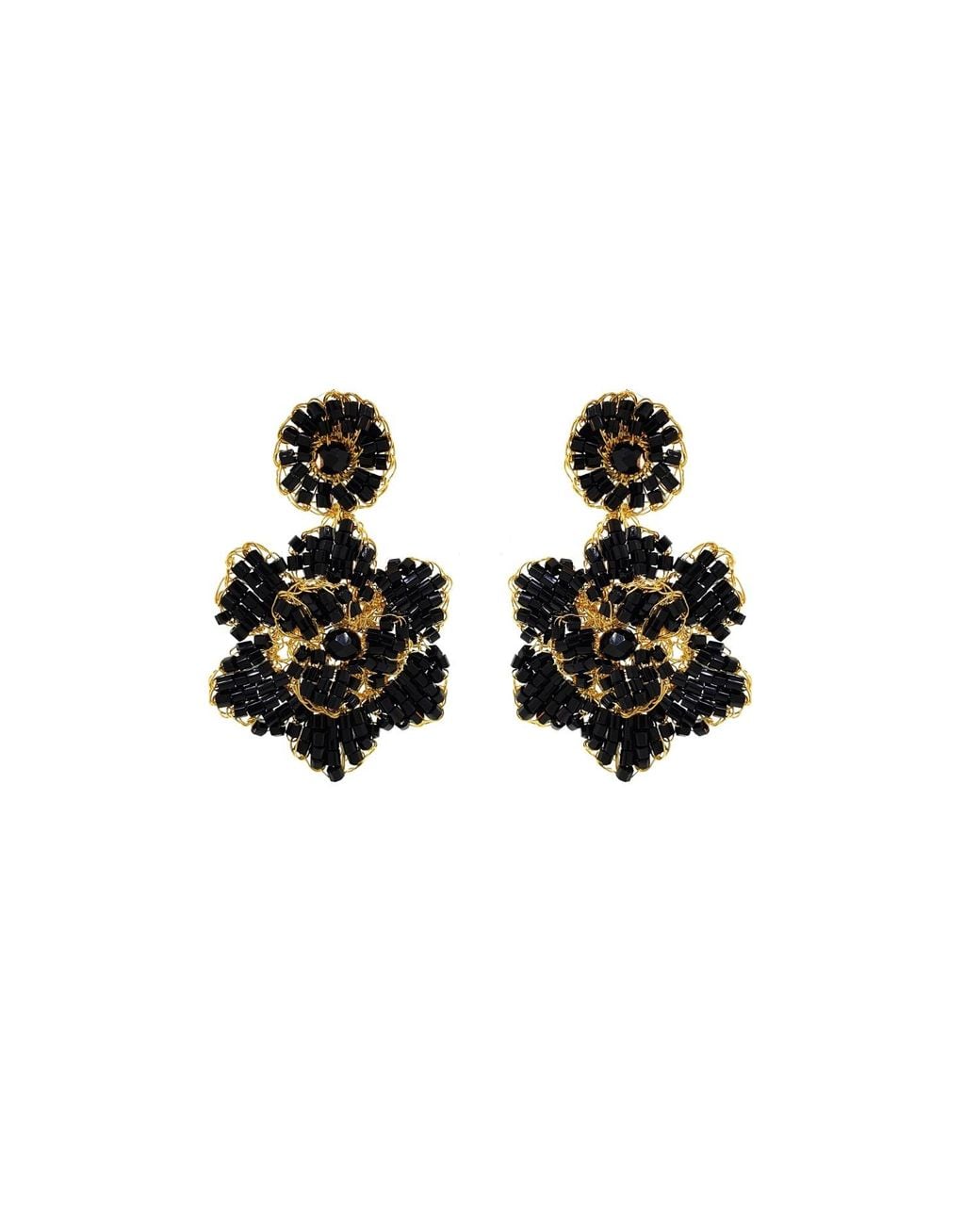 Lavish by Tricia Milaneze Black Mini Blossom Handmade Crochet Earrings