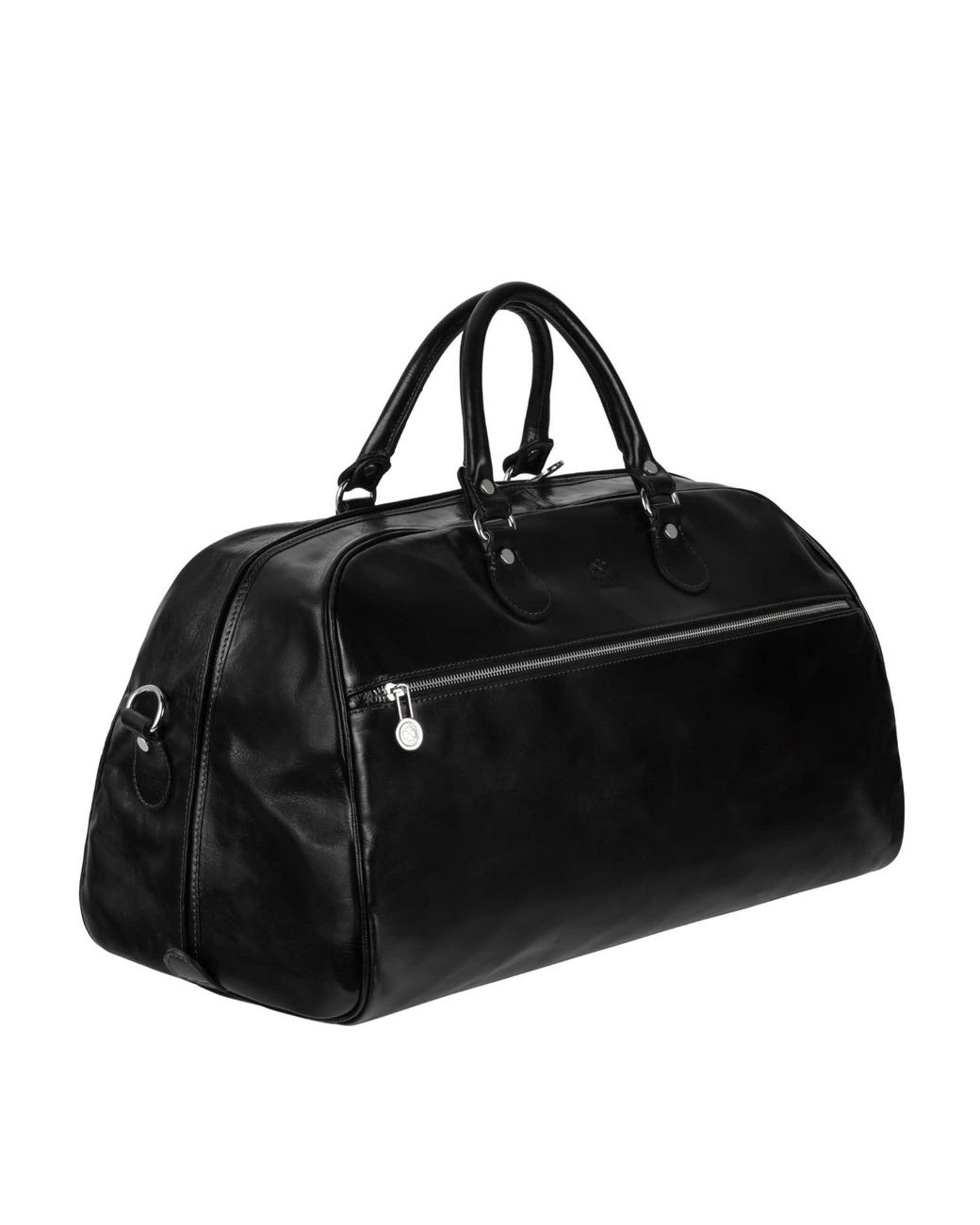 Time Resistance Black Leather Duffel Bag for men