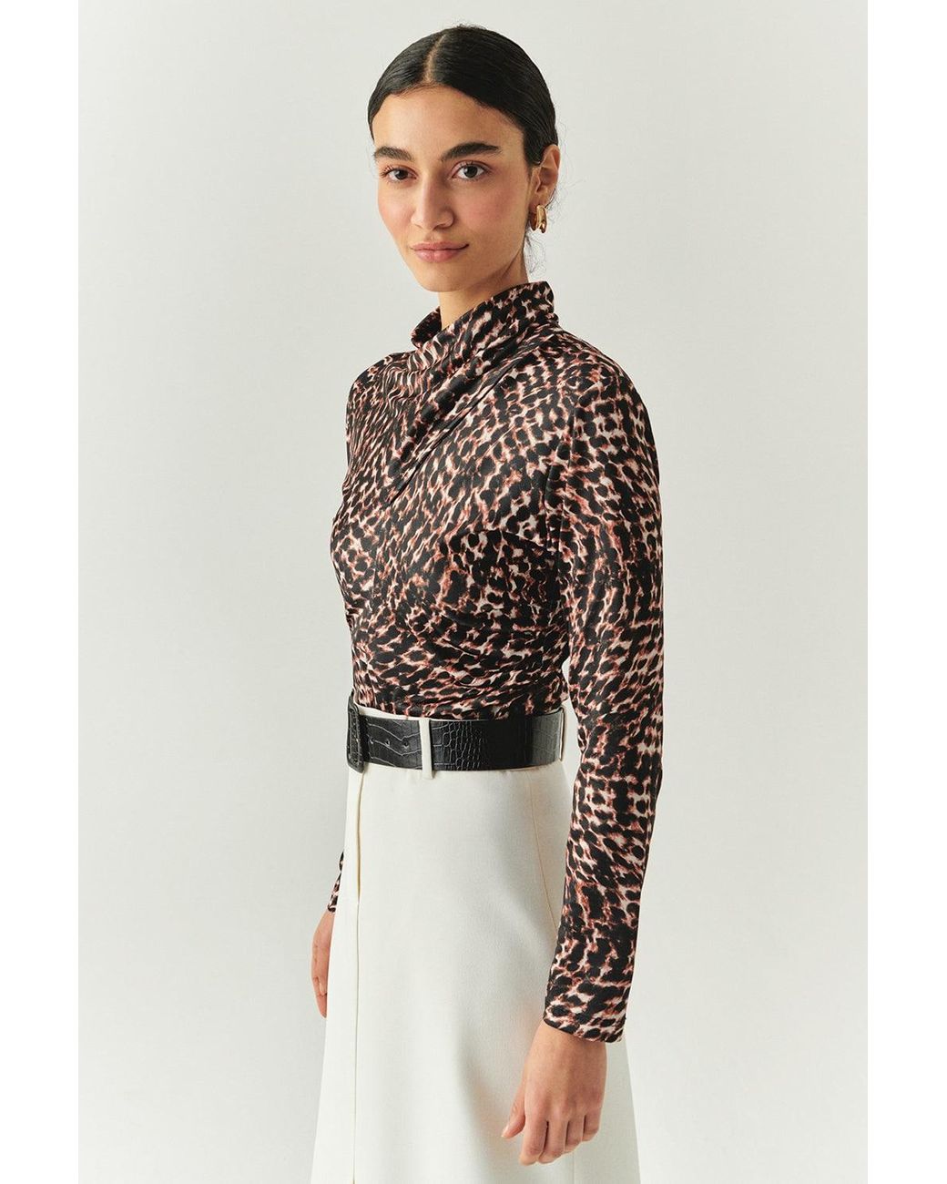 Exquise Black Regular Printed Turtleneck Ensley K. Blouse