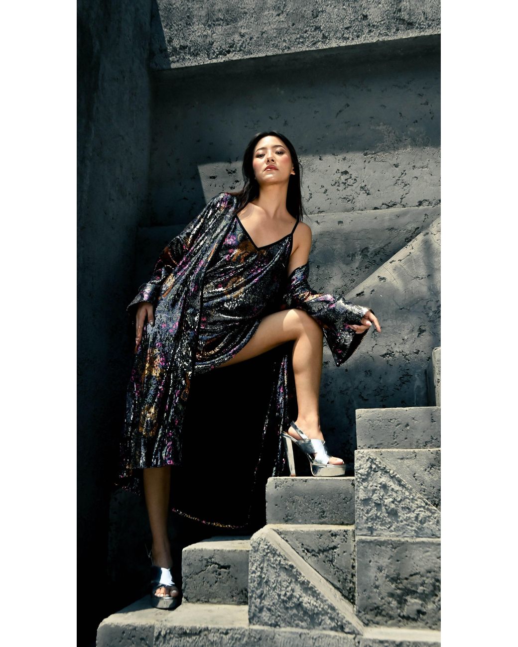 Any Old Iron Multicolor Big Cats Sequin Short Dress
