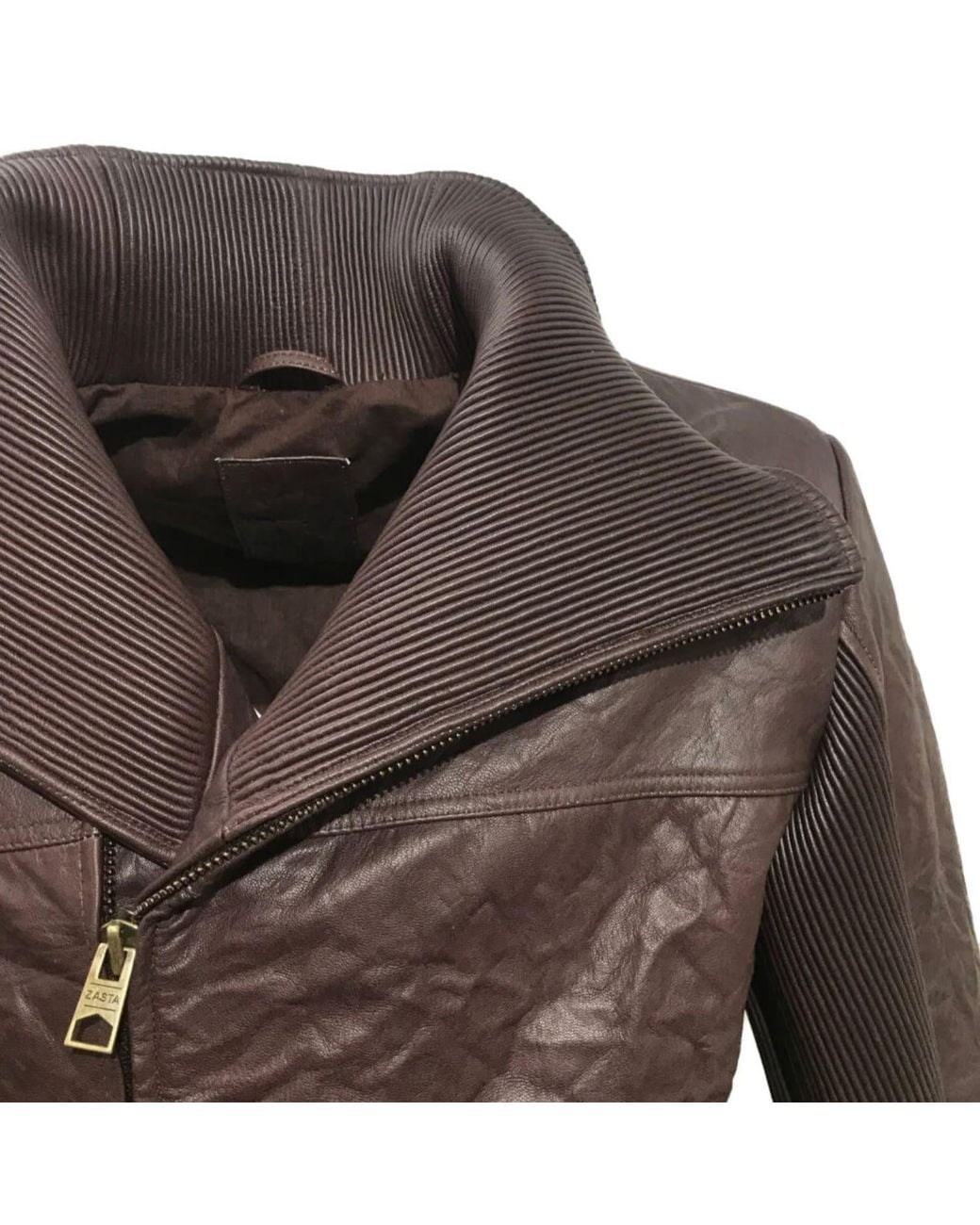Zasta Studio Gray Armor Zipped Biker Leather Jacket for men