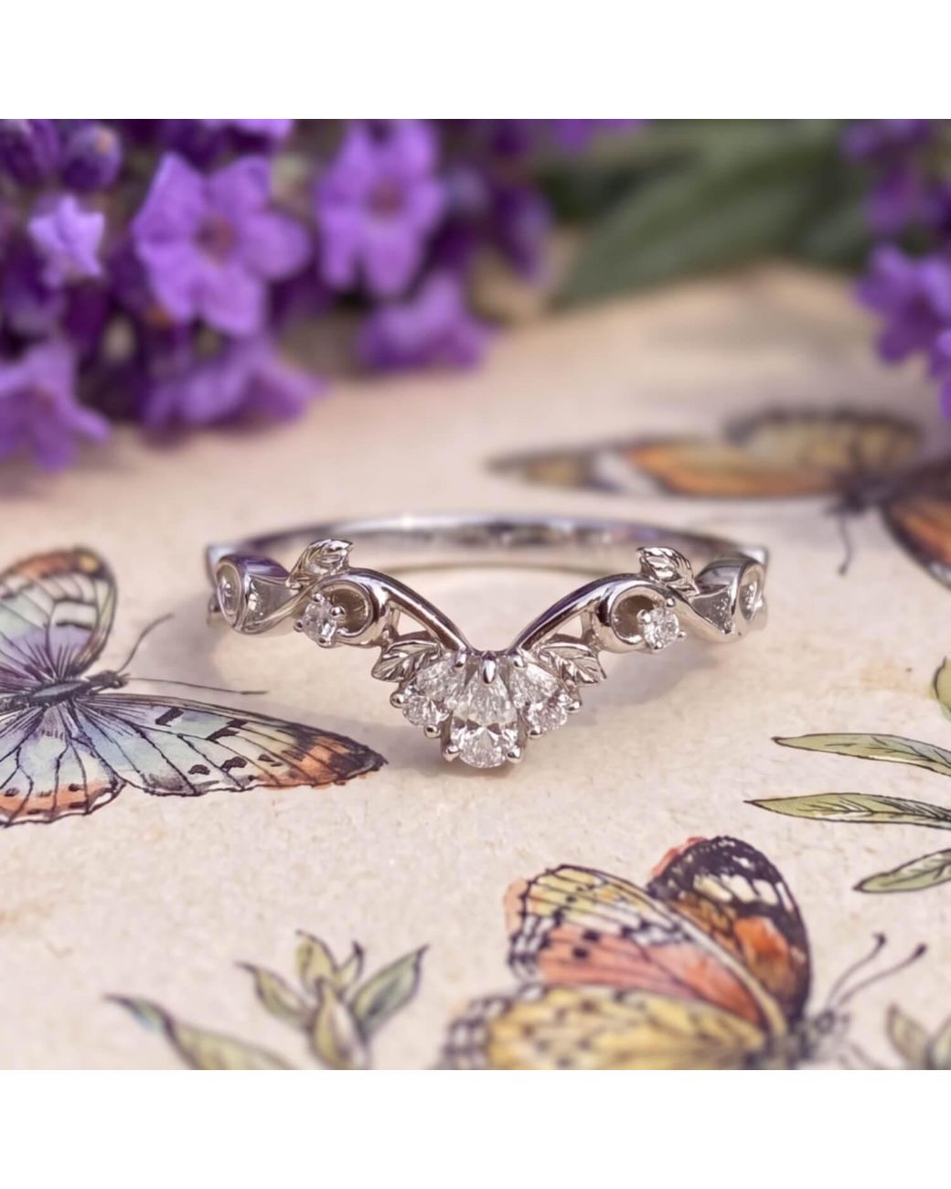 Azura Jewelry New York White Moonpetal Band Vermeil