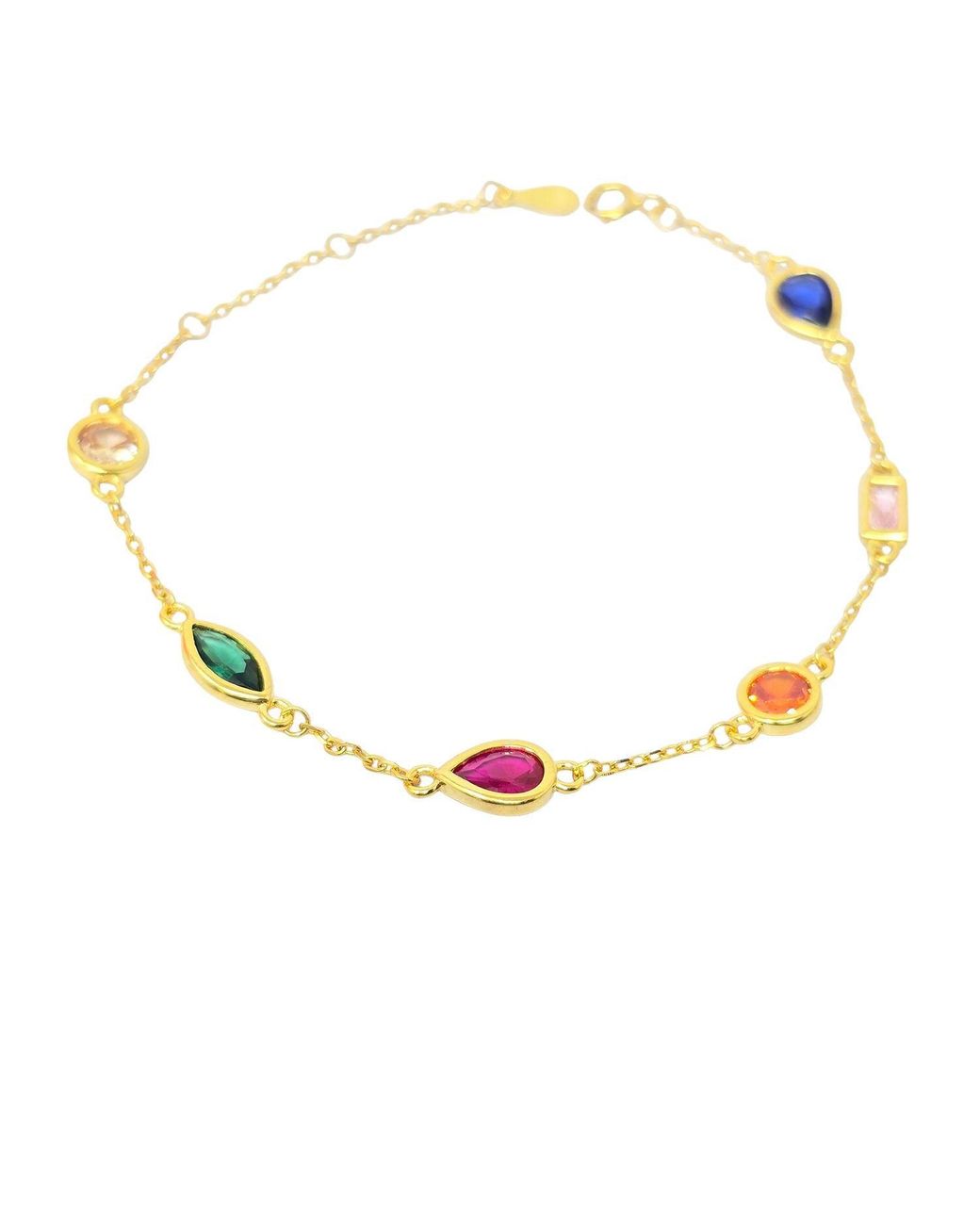 Harfi Metallic Geometric Multicolour Gemstone Plated Bracelet