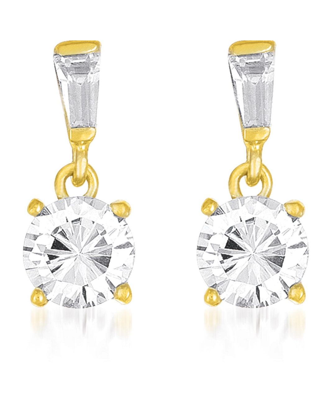 Genevive Jewelry Blue Overlay Clear Cubic Zirconia Dangle Solitaires