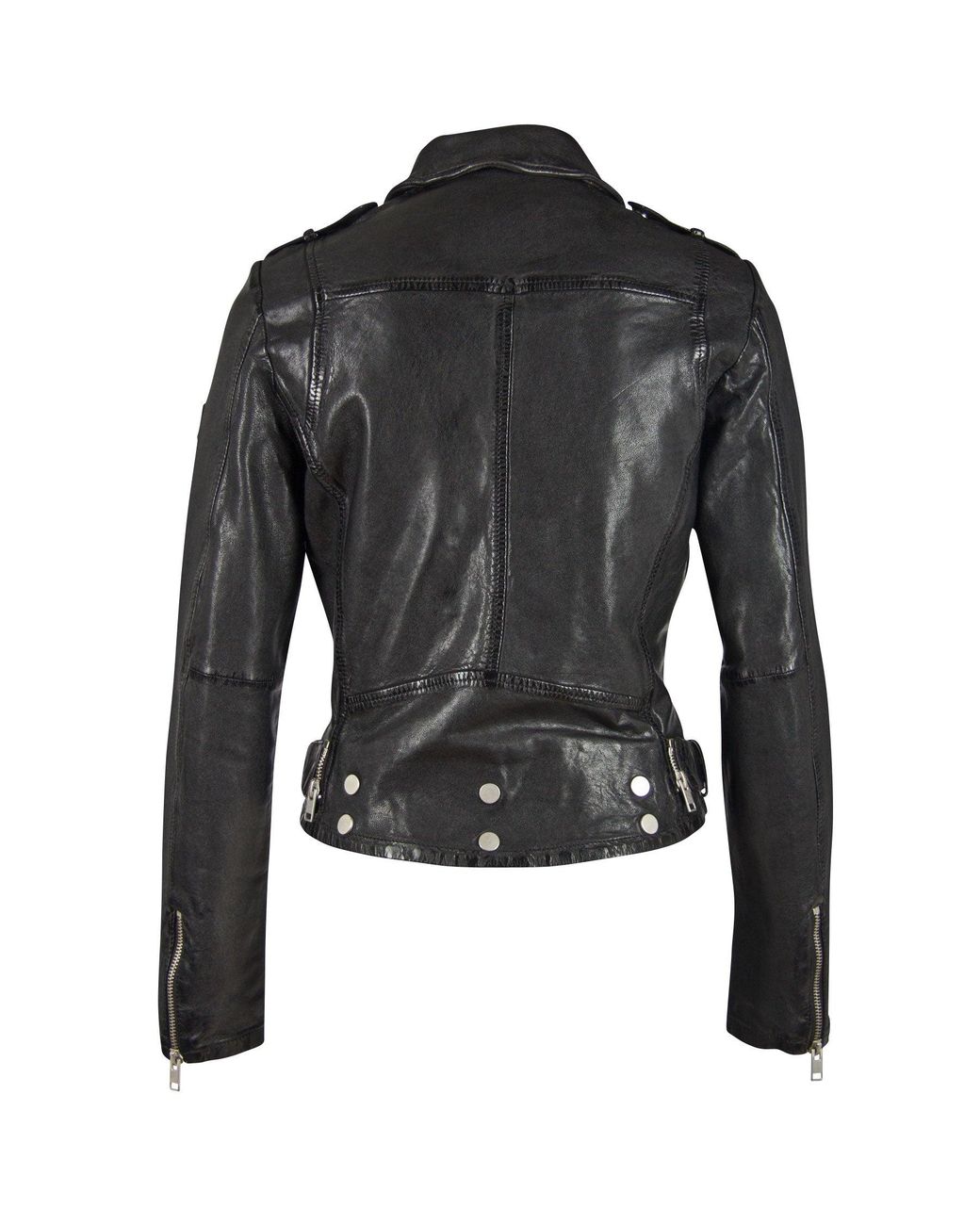 Mauritius Black Belted Slim Fit Leather Jacket Wild