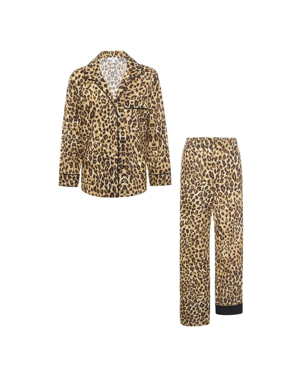 Kato Natural Broad Beach Leopard Cotton Pajamas