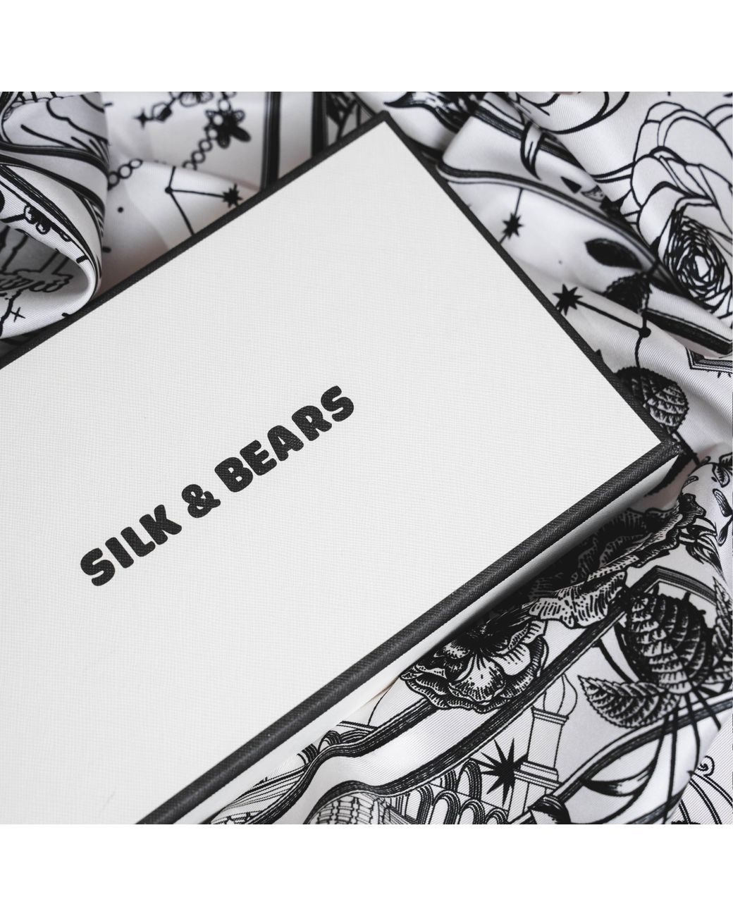 Silk and Bears Blue Monochrome Nautical Mulberry Silk Twill Scarf — Hand-Rolled Hem