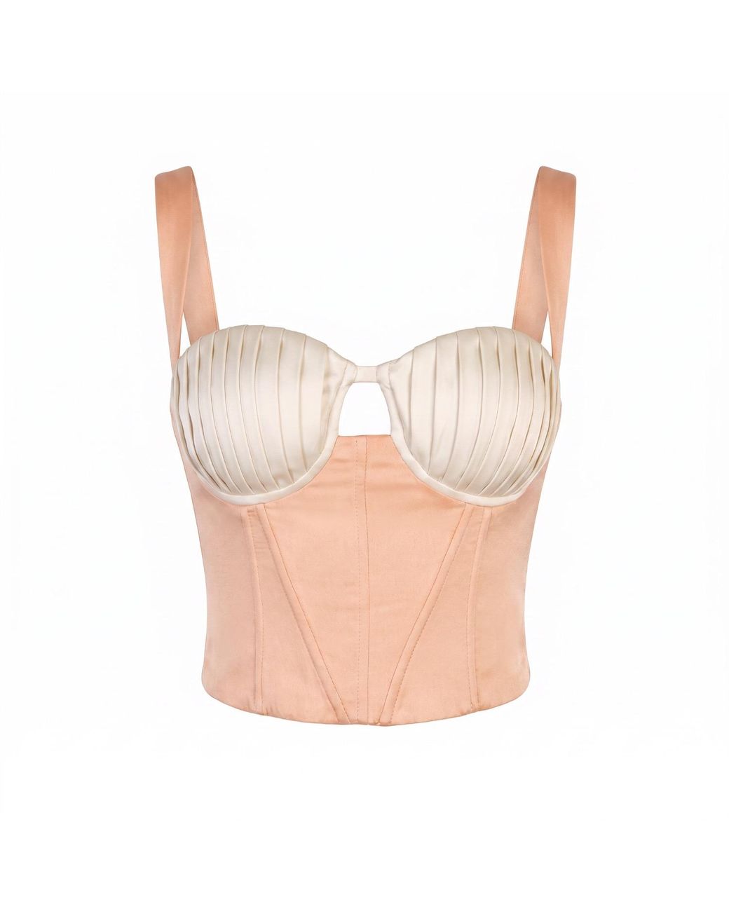 Clerestory White Juliette Cropped Corset With Pleated Cups