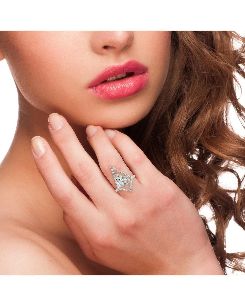 Artisan White 18K Geometric Diamond Statement Ring