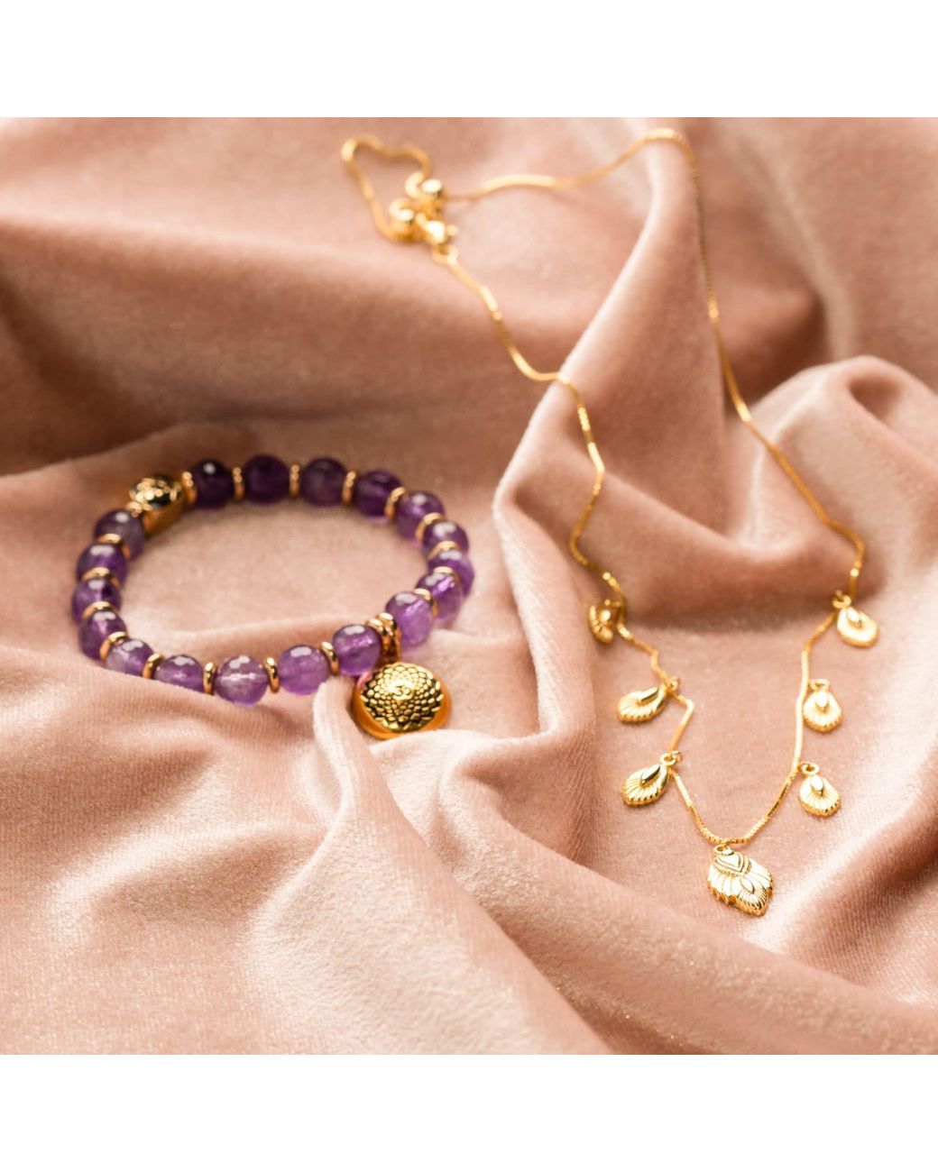 Seven Saints Purple Crown Chakra Amethyst Activation Bracelet, Plated