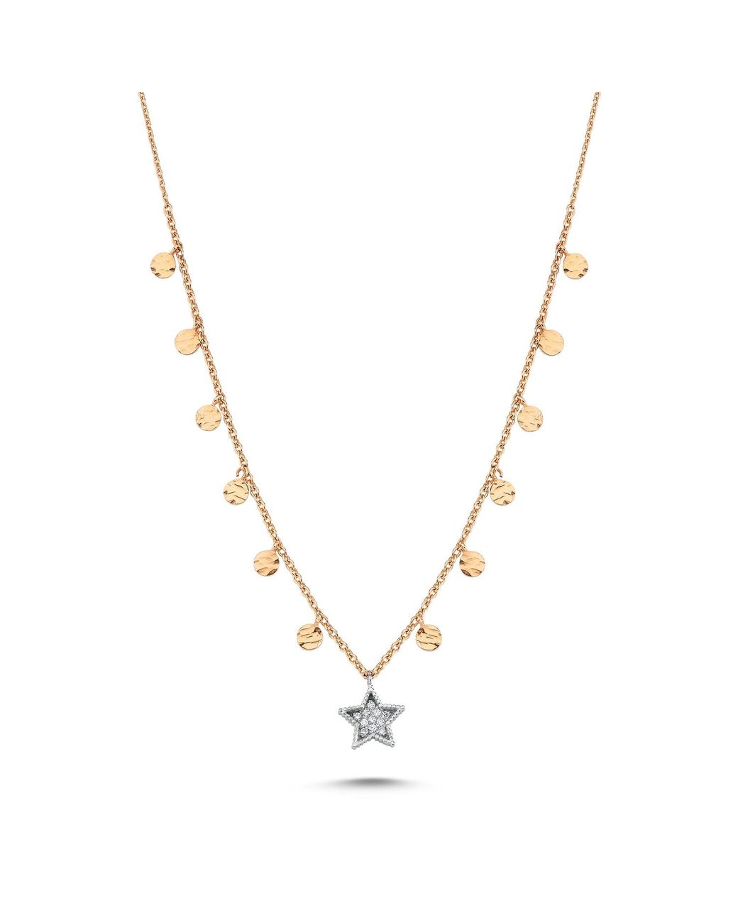 Ecce | Artisan Diamonds Metallic Single 14Ct Star Diamond Sequin Necklace