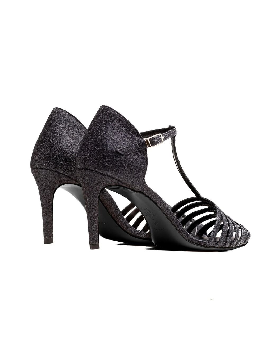 Rosamund Muir London Black Carlotta Glitter Cage Heels
