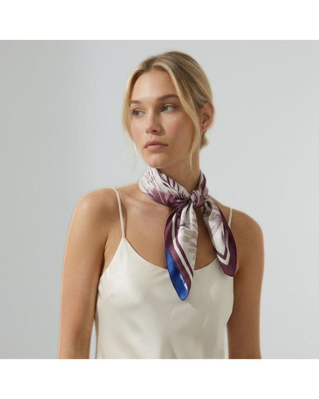 Hi Silk Blue Beautiful Botanicals Large Square Silk Twill Scarf