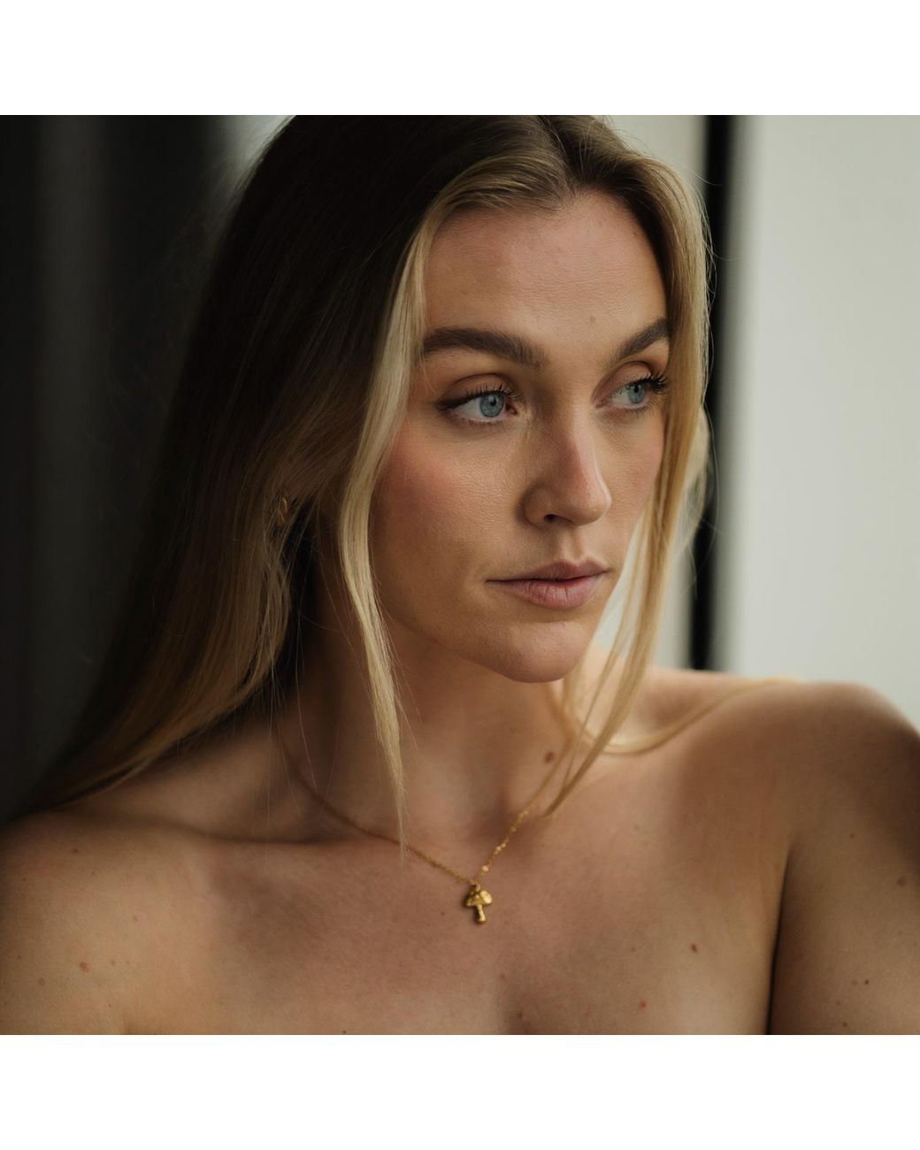 Divine Aria Metallic Mushroom Necklace Tarnish Free