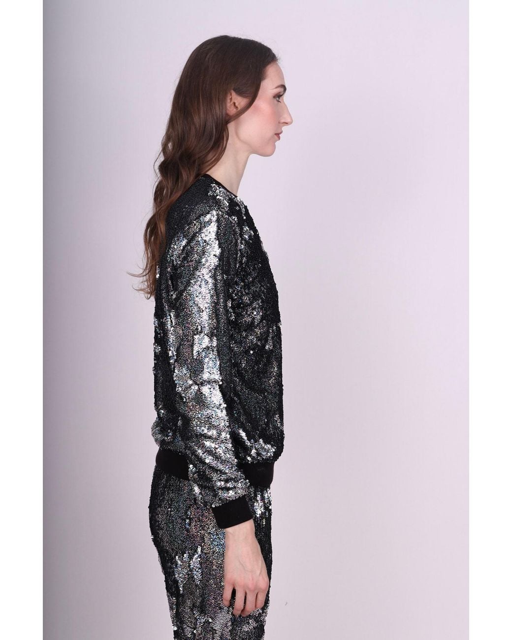 Any Old Iron Black Holographic Glitter Forever Sequin Sweatshirt