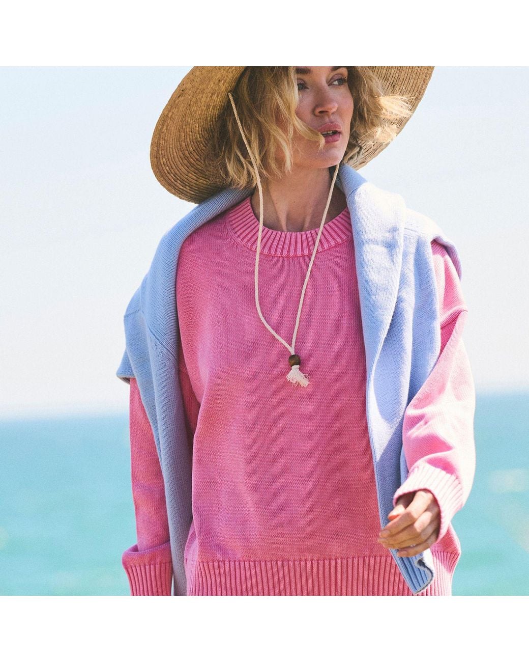 Ellsworth & Ivey Pink Emery Crewneck Sweater