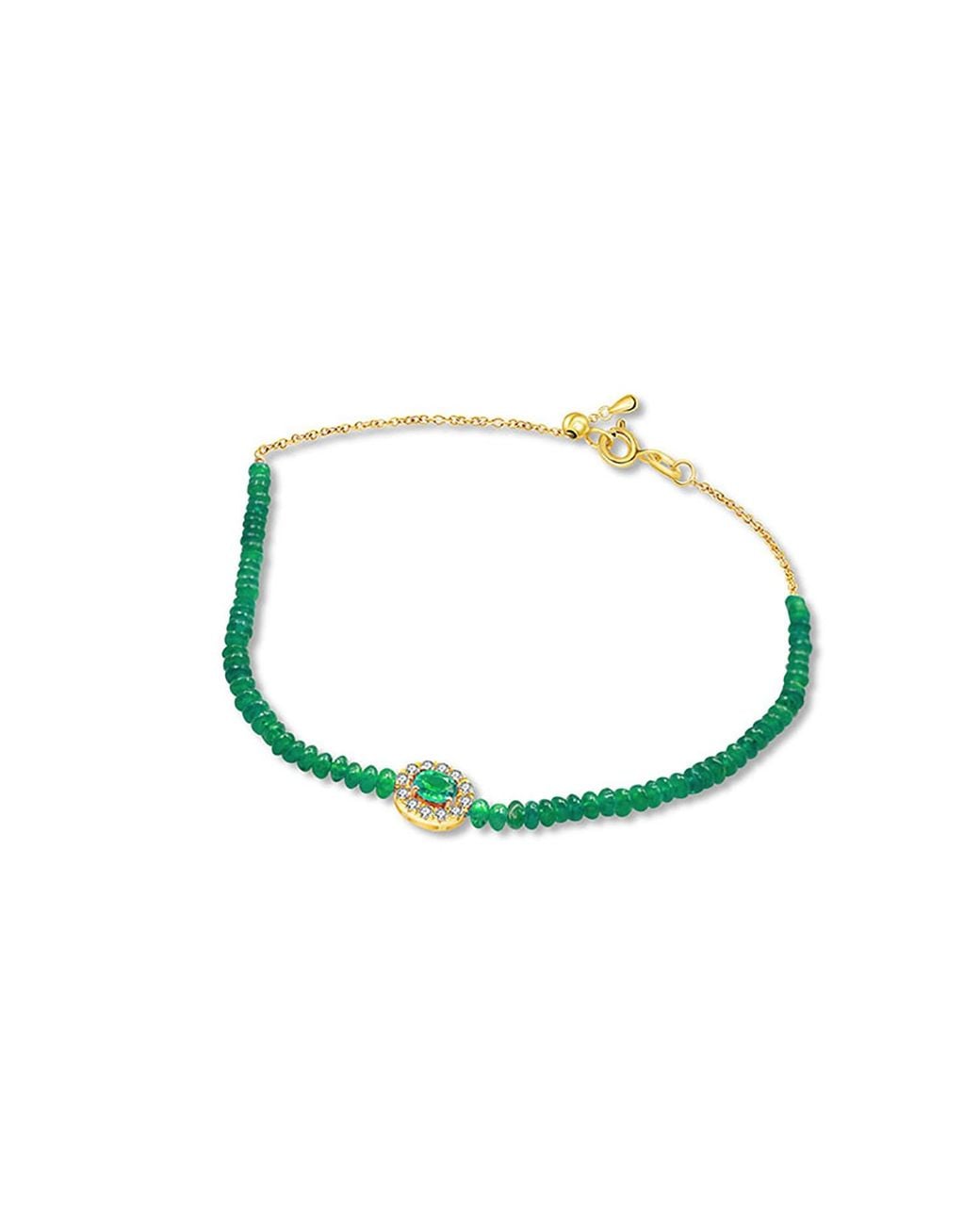 Genevieve Collection Blue 18K Emerlad Bead Bracelet