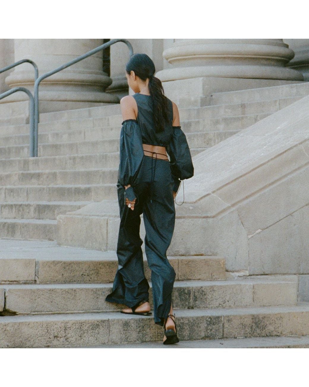 Audrey Vallens Blue All-Gen Detached Tie Pants