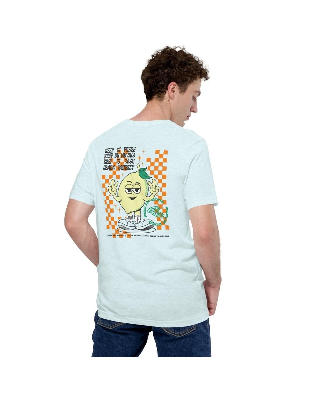 Anchor and Crew Blue Ice Lemon Fresh Dial-A-Local Organic Cotton T-Shirt for men