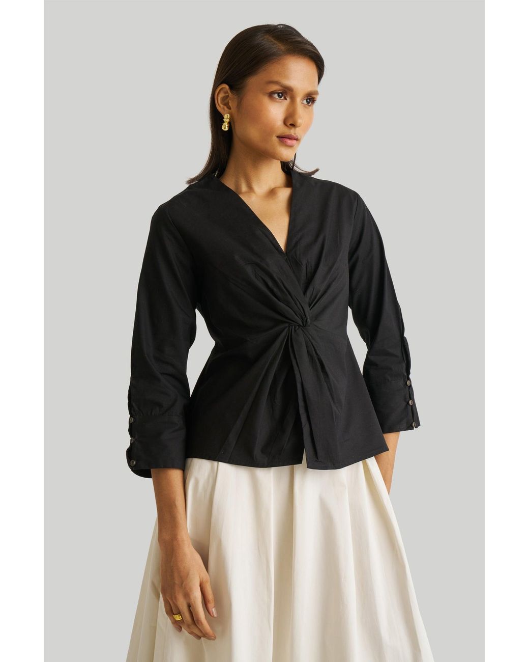 REISTOR Blue Front Twist Cotton Top