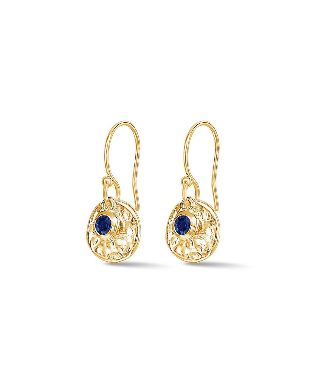 Dower & Hall Metallic Sapphire Hammered Disc Drop Earrings