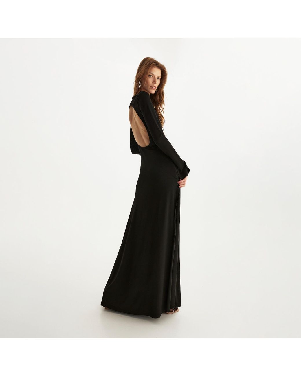 Lita Couture Black Open Back Dress With Side Split